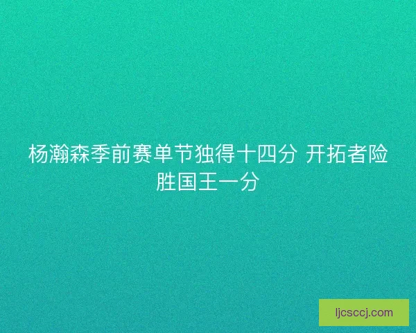 杨瀚森季前赛单节独得十四分 开拓者险胜国王一分
